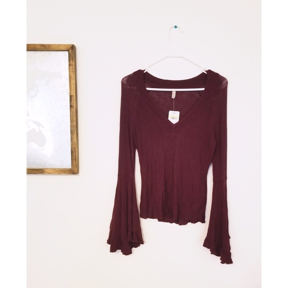 NWT Free People Dramatic Bell Sleeve Top - Picture 2 of 8